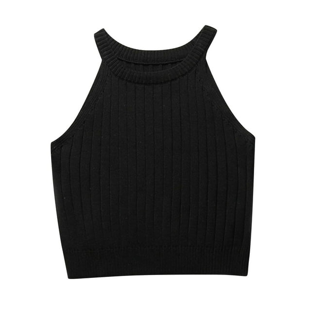 HBFAGFB Débardeurs pour Femmes Mode Col Rond Ajusté Sans Manches T-Shirt Gilet Polyvalent Noir Taille m