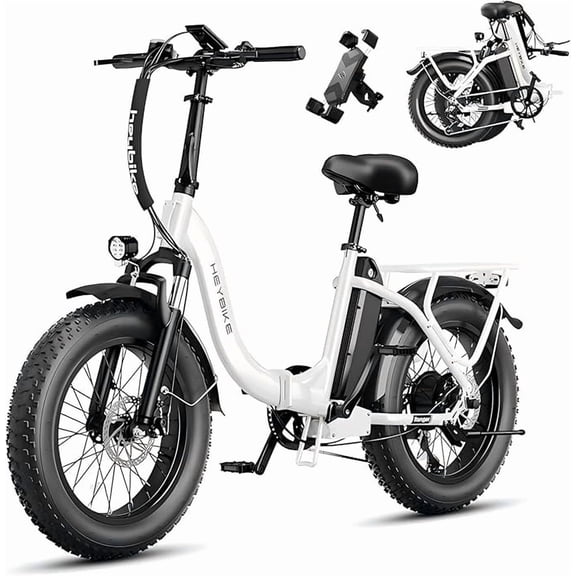 Heybike Ranger 2.0 Electric Bike for Adults, 1400W Peak Motor Foldable Ebike with 600Wh Removable Battery, 20" Fat Tire All-Terrain Electric Bicycle with Front Suspension, UL 2849