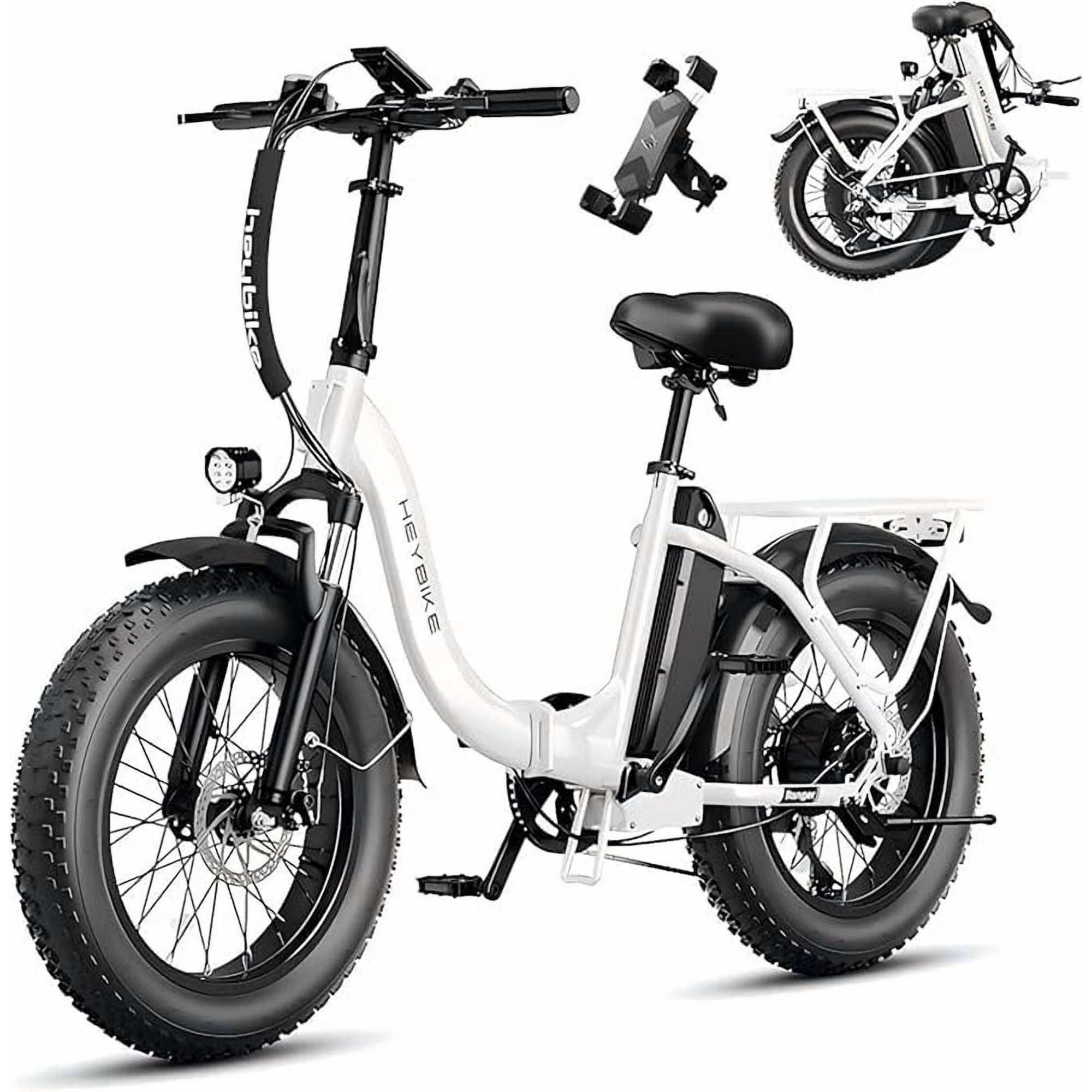 Heybike Ranger 2.0 Electric Bike for Adults, 750W Rated Motor Foldable Ebike with 600Wh Removable Battery, 20" Fat Tire All-Terrain Electric Bicycle with Front Suspension, UL 2849