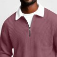 thumbnail image 4 of cocolona Mens Quarter Zip Pullover Tops Long Sleeve Turndown Collar Color Block Shirts Fall Fashion Casual Loose Textured Sweatshirt, 4 of 7