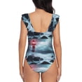 thumbnail image 6 of Yiaed Lighthouse in a Stormy Sea Print Women's Ruffled One Piece Swimsuit V Neck Swimwear Slimming Monokini for Woman-XX-Large, 6 of 8