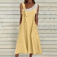 thumbnail image 2 of JGGSPWM Women's Sleeveless Cotton Linen Dress, Asymmetric Straps Flowy Casual Dresses Trendy Summer Beach Sundress with Pockets Yellow XL, 2 of 7