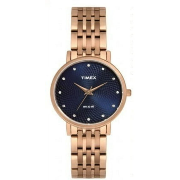 Timex Women's Classic 30mm Watch - Rose Gold-Tone Bracelet Blue Dial Rose Gold-Tone Case