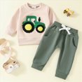 thumbnail image 2 of Xudanell 3 6 12 18 24 Month 2T 3T Boy Clothes Cartoon Trucks Tractor Embroidery Sweatshirt Pocket Trousers Baby Boy Fall Outfits, 2 of 7