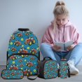 thumbnail image 2 of Jeiento Tractor School Backpacks for Kids Backpack with Lunch Box Pencil Case Water Bottle Holder, 4 Pcs Large Travel Back Pack Casual Daypack Backpacks for Middle School, Blue, 2 of 7