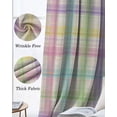 thumbnail image 3 of Colorful Grid Plaid Kitchen Curtains Country Vintage Simple Geometric Cafe Short Curtains for Bathroom Blackout Window Curtain Small Window Treatment Drapes for Bedroom Living Room 27.5"x39"x2, 3 of 9