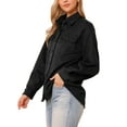thumbnail image 4 of INSPIRE CHIC Women's Coat Faux Suede Turn Down Collar Long Sleeve Casual Button Down Shirt Jacket S Black, 4 of 5