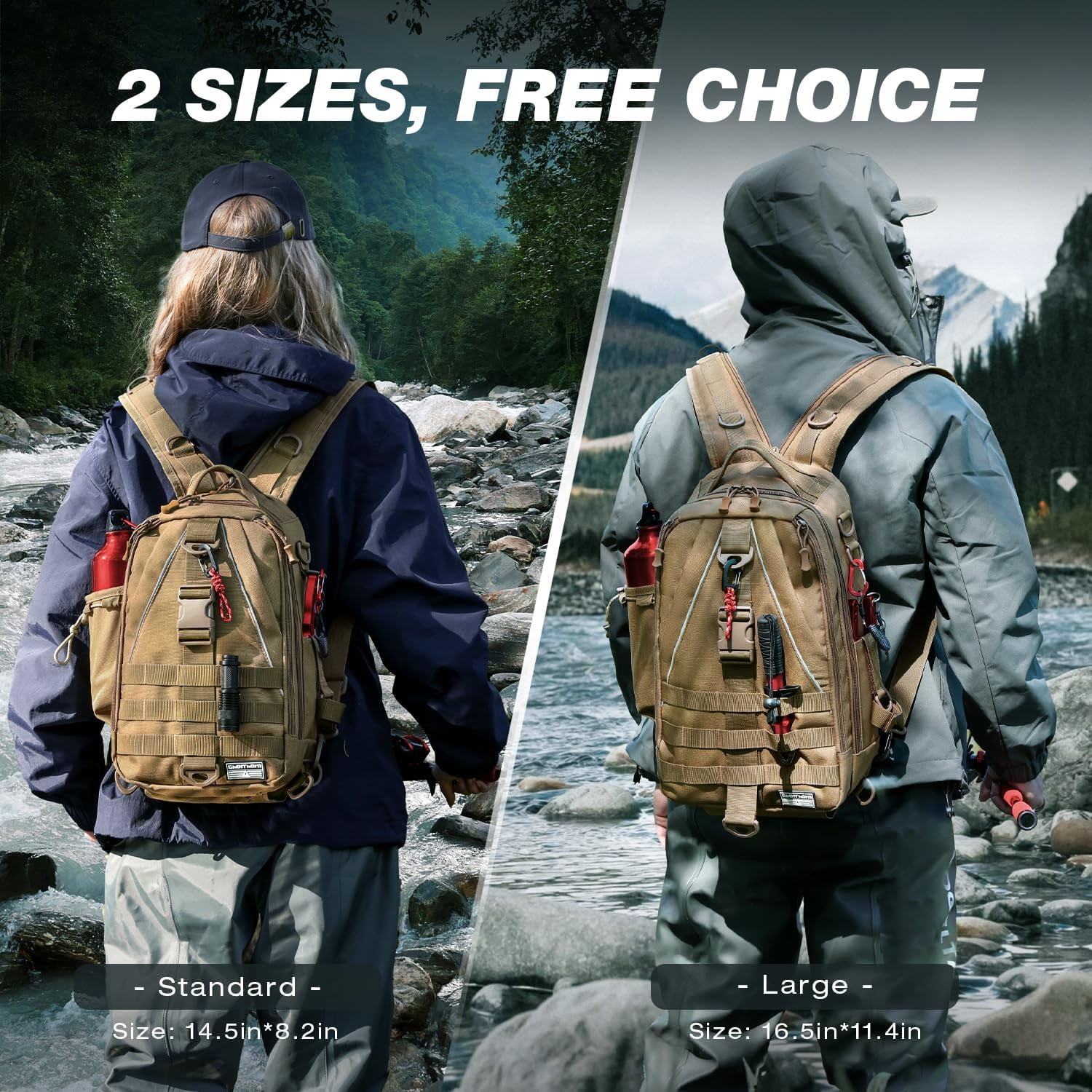 Fishing Nylon Backpack Tackle Sling Bag Backpack with Rod Holder Gift for Mother Father，Lightweight Fishing Backpack Storge Fishing Gear and Equipment