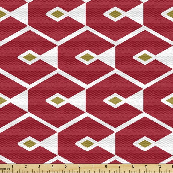 Geometric Upholstery Fabric by the Yard, Bicolour Design Modern Simplistic Pattern with Rhythmic Creative Shapes, Decorative Fabric for DIY and Home Accents, Sea Blue Lime Green by Ambesonne