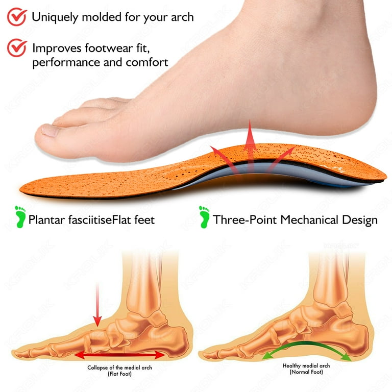 Flat Feet Arch Support Leather Orthopedic Orthotic Insole for
