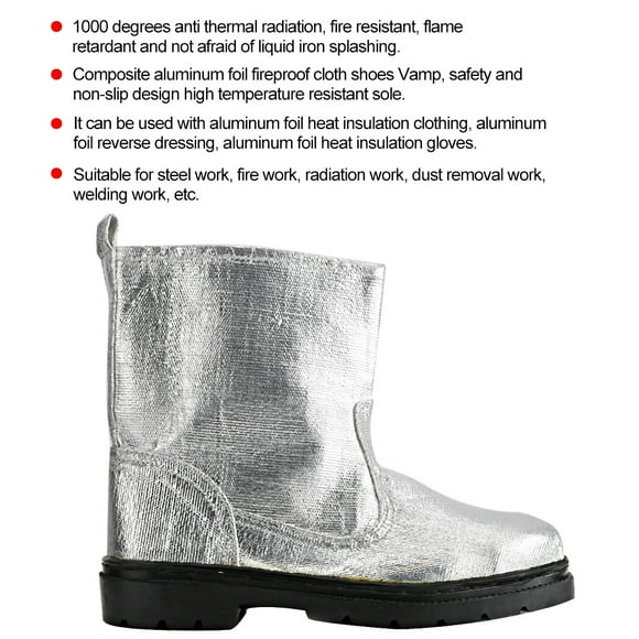 Fosa Fire Safety Boots, Heatproof Boots,Aluminum Foil Fireproof 1000 Degrees Heatproof Boots Protective Safety Shoes