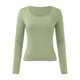 thumbnail image 3 of Top corto ajustado de manga larga para mujer: camiseta ajustada con cuello redondo, poliéster y spandex, diseño básico liso para hacer ejercicio, yoga y estilo informal., 3 of 4
