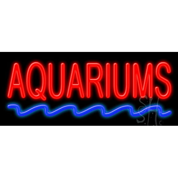 Red Aquariums Block LED Neon Sign 6" Tall x 15" Wide - inches Black Square Cut Acrylic Backing, with Dimmer - Premium built indoor Sign for Club, Home décor, Event, Workshop, Storefront.