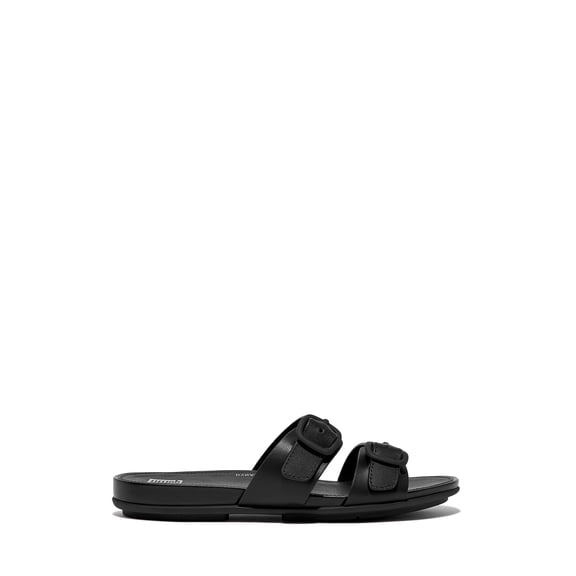 FitFlop Women's Gracie Rubber-Buckle Two-Bar Leather Slides