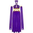 thumbnail image 4 of renvena Women's Shiny Sequins Belly Dance Performance Costume 4 Piece Set for Stage and Themed Parties Purple L, 4 of 7