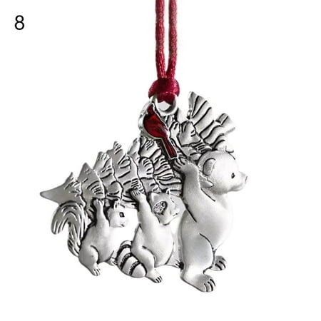 

Sunjoy Tech Xmas Pendant Space-saving Classic Adorable Pewter Christmas Tree Ornament for Home