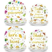 48Pcs Mexican Fiesta Party Plates Taco Fiesta Party Decorations Dia De Los Muertos Tableware Parties Supplies Mexican Themed Dessert Plates for Boys Girls Colorful Parties Favor Serves 24 Guests