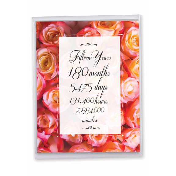1 Large 15th Happy Anniversary Greeting Card (8.5 x 11 Inch) - Time Count Milestones 15 J9436MAG-US