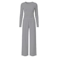 thumbnail image 3 of Abcomgle Girls 2 Piece Outfits Size 14-16 Ruched Long Sleeve Tee Top and Wide Leg Pants with Pockets Casual Trendy Girls Lounge Sets, 3 of 4