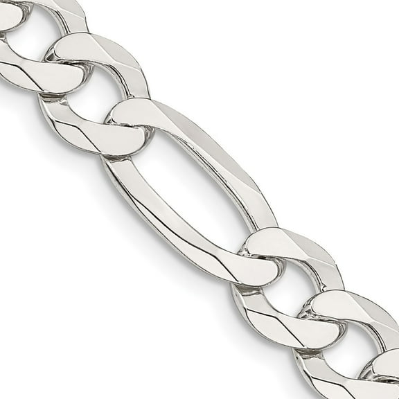 Diamond2Deal 925 Sterling Silver 8.5 mm Lightweight Flat Figaro Chain Necklace for Mens 24"