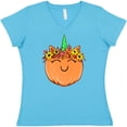 thumbnail image 3 of Inktastic Pumpkin Unicorn for Halloween and Thanksgiving Women's V-Neck T-Shirt, 3 of 5