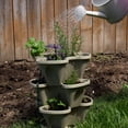 thumbnail image 2 of Garden Stacker Planter Medicinal & Herbal Tea Herb Garden Kit - Color: Stone - Stackable / Hangable Planter Pot - Indoor / Outdoor - 12 Seed Packs: Chamomile, Yarrow, Sage, Fennel, Peppermint, More, 2 of 4