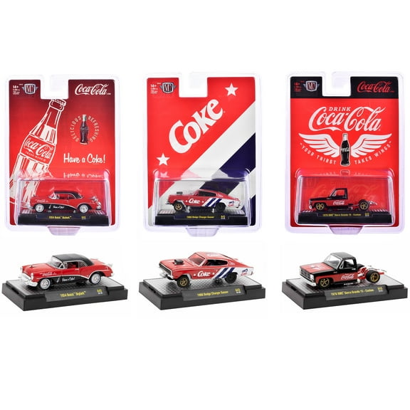 "Coca-Cola" Set of 3 pieces Release 43 Limited Edition to 10000 pieces Worldwide 1/64 Diecast Model Cars by M2 Machines