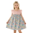 thumbnail image 3 of SROBPTY Girls Summer Dress Print Crew Neck Mid-Length Short Sleeve Sundress for 6 Months -10 Years, 3 of 5