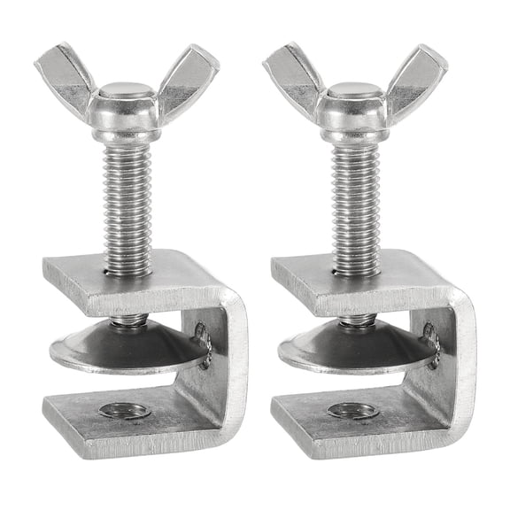 Uxcell304 Stainless Steel C Clamps 25mm Square Mini Tiger Clamp Adjustable Heavy Duty Metal U Clip with Butterfly Screws for Woodworking Welding Mounting, Silver