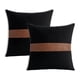 thumbnail image 1 of Juego de 2 fundas de almohada de piel sintética con retales de algodón, fundas cuadradas de decoración moderna, 1 of 5
