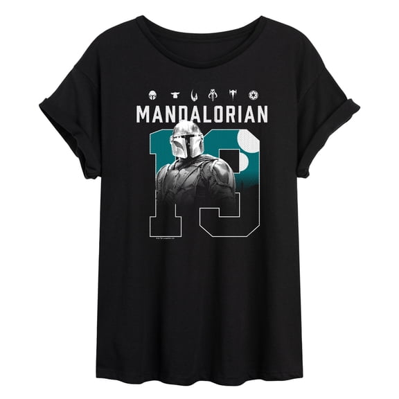 Star Wars - Mandalorian Jersey - Juniors Oversized Graphic T-Shirt