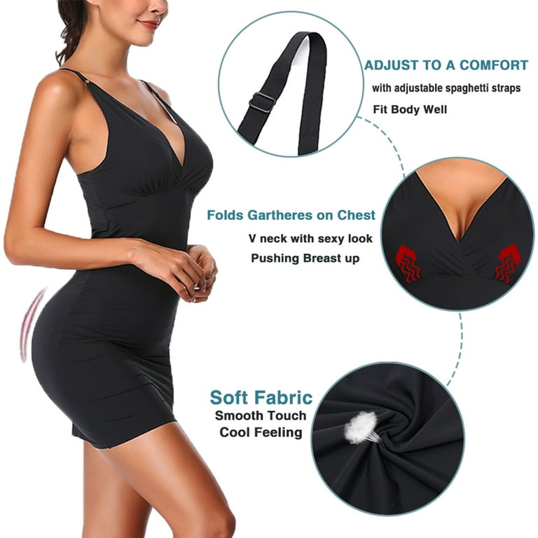 JOYSHAPER Full Slips for Women Long Cami Slip Dress Spaghetti Strap Bodycon  Dress Sexy Camisole