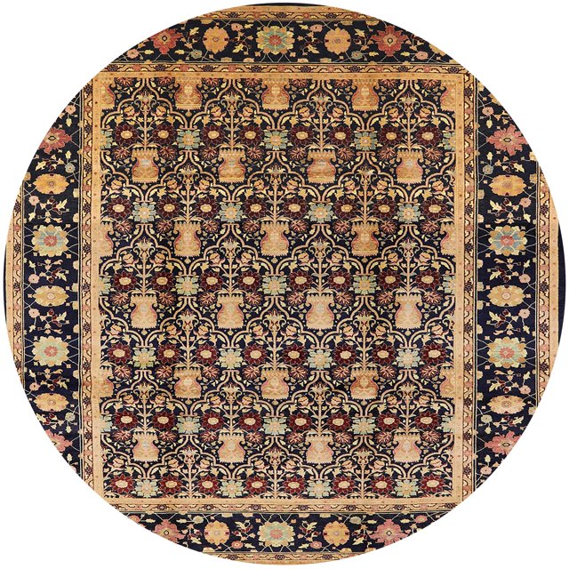 Ahgly Company Tapis d'Intérieur Rond Moderne Mi-Siècle Brun Sable Brun Oriental, 6 Pieds Rond