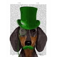 thumbnail image 3 of Fab Funky 15x18 Black Modern Framed Museum Art Print Titled - Dachshund with Green Top Hat Black Tan, 3 of 5
