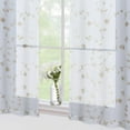 thumbnail image 5 of White Sheer Valance Curtains, Leaf Embroidered Kitchen Window Treatment Voile Valances Cafe Curtains Rod Pocket, Faux Linen Textured Semi Sheer Bathroom Curtain Windows (White, 52" W x 15" L), 5 of 9