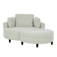 thumbnail image 2 of 51"W Accent Barrel Chair with Half Moon Storage Ottoman, Upholstered Corduroy Single Sofa with 3 Pillows, Adjustable Headrest and Side Tray, Lounge Chair for Living Room,Bedroom,Hotel, Beige, 2 of 9
