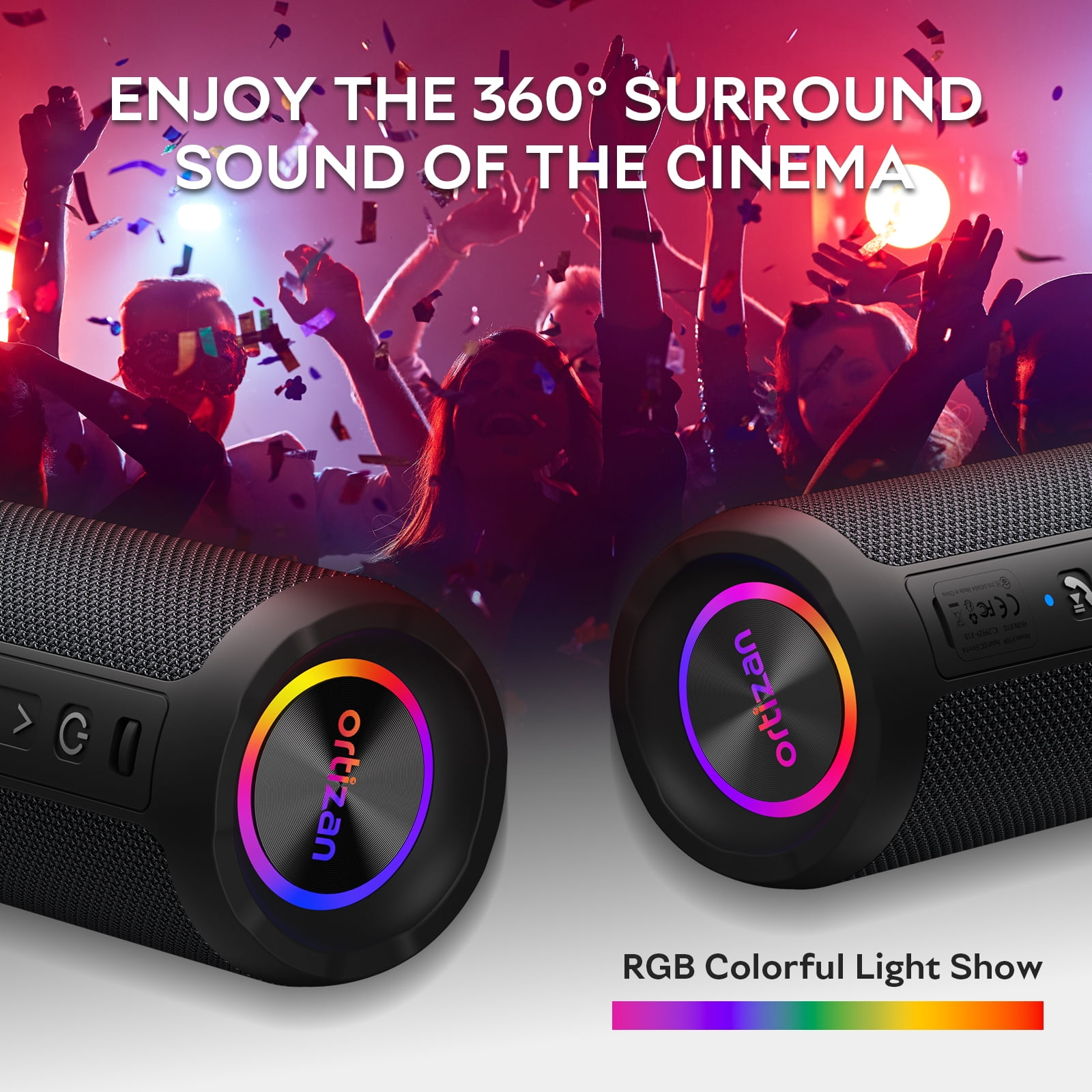 Portable Bluetooth Speaker, Wireless, LED Lights, 30H Playtime, IPX7 Waterproof, for Home/Outdoor/Party/Beach, Birthday Gift