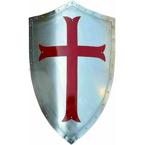Medieval Knights Cross Heater Shield- Crusader Shield- Battle Warrior Shield- Knight Templar Shield Replica-Halloween Wall Décor