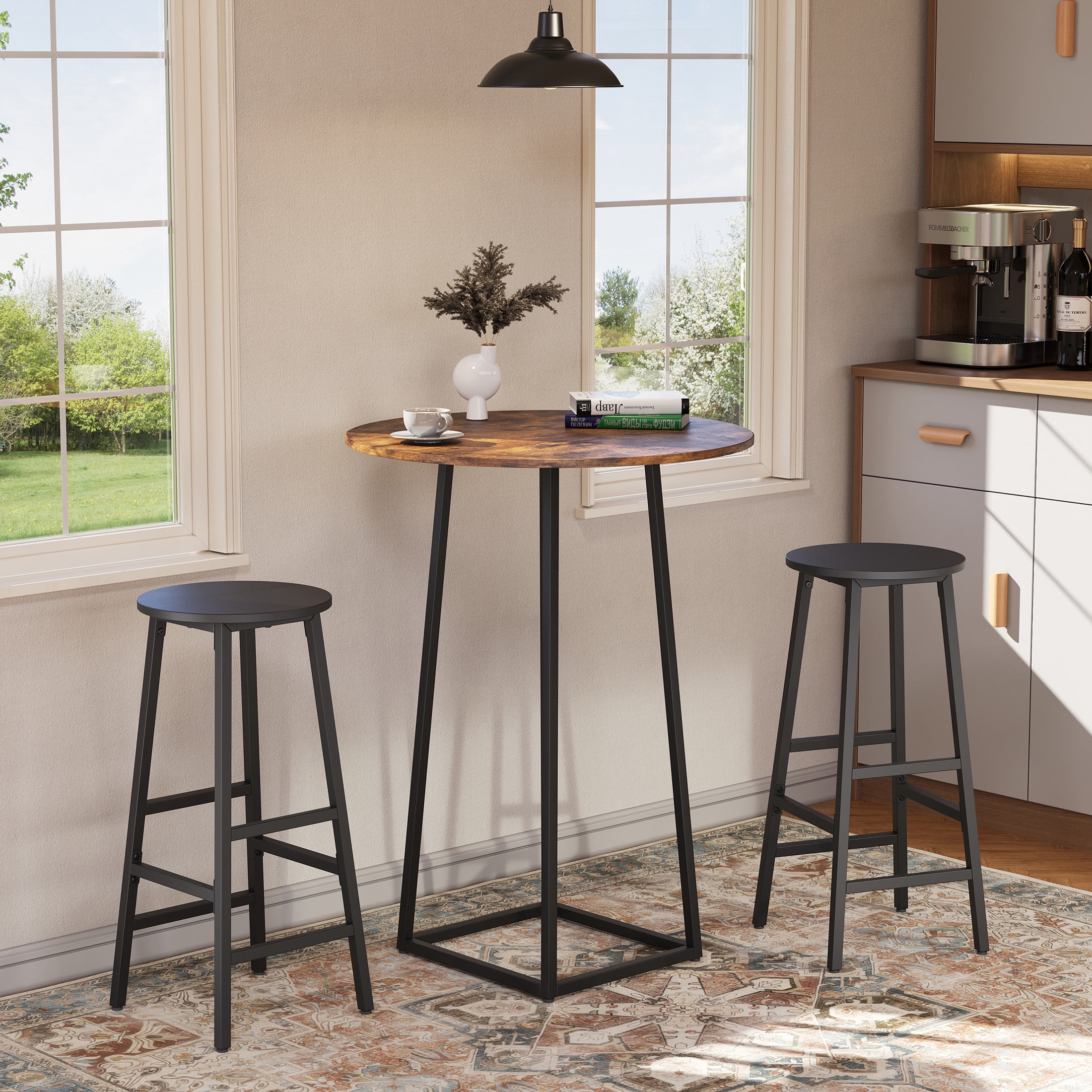 Gelloan Bar Stools, Barstools Set of 2,Counter Height Barstools,27.7" Bar Stools for Kitchen Island, Industrial Bar Chairs, for Dining Room, Kitchen, Bar,Black
