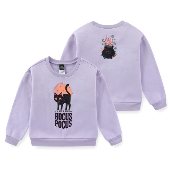 Disney Hocus Pocus Binx Cat Halloween Crewneck Pullover Sweatshirt (Girls), Sizes 4-12