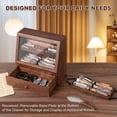 thumbnail image 3 of Knife Display Case, Knife Collection Display Holder with Glass Lid & Drawers (Walnut), 3 of 6