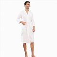 thumbnail image 6 of NOLDARES Mens Lightweight Robe Cotton Blend Kimono Bathrobe with Pockets, Soft Breathable Absorbent Loungewear for Home(White,XL), 6 of 6
