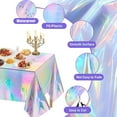 thumbnail image 4 of 4 Pack Iridescence Plastic Tablecloths, Boriyuan Disposable Laser Tablecloth Holographic Foil Rectangle Table Covers Birthday Disco Bachelorette Bridal Wedding Rainbow Party Decorations (54"x108"), 4 of 9