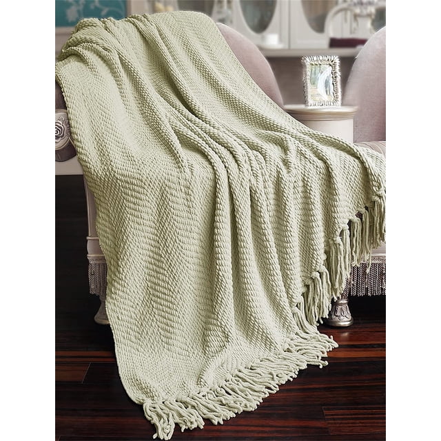 HOME SOFT THINGS COBIJA TEJIDA REVERSIBLE MANTA LIGERA SÚPER SUAVE Y ACOGEDORA - CONCHA - 127X152.4CM
