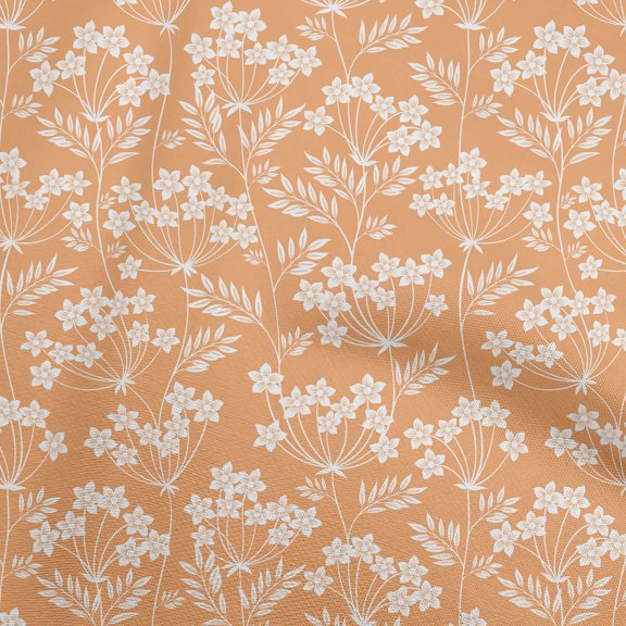 oneOone Georgette Viscose Dark Peach Fabric Floral Silhouette Sewing Craft Projects Fabric Prints By Yard 42 Inch Wide