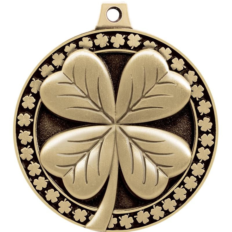 4 Leaf Clover Medals, 2" Gold Diecast 4 Leaf Clover Medal Award 5 Pack