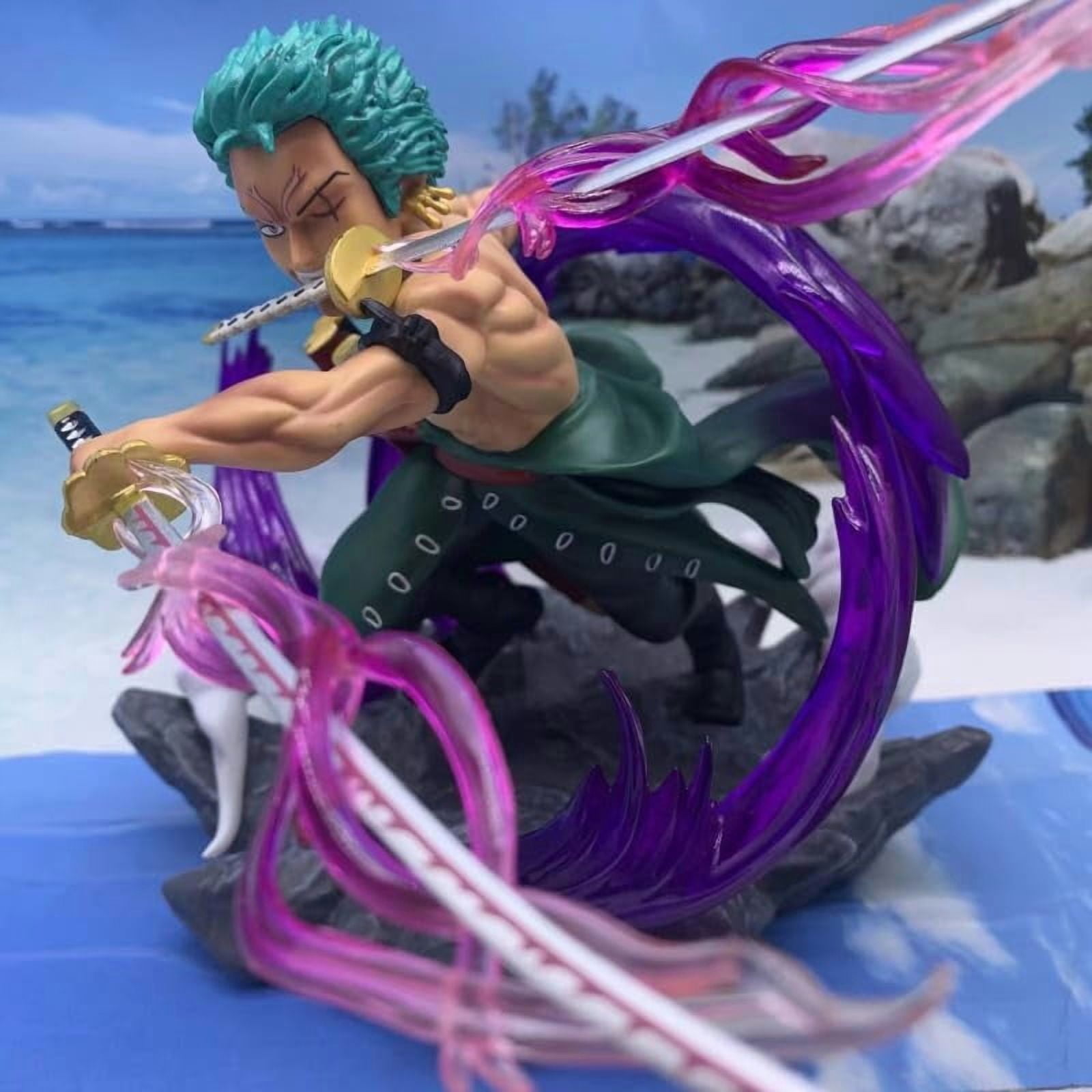 Zoro Figure Q Version Three Swords Zoro Anime Figures 17cm/6.7inch PVC Character Figurine Cosplay Model Collectible for Anime Fans Gift