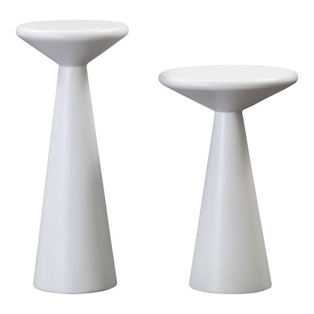 TOV Furniture Gianna Tables d'Appoint Transitionnelles en Pierre de 20 Po H, Blanches (Ensemble de 2)