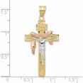 thumbnail image 2 of 10K Yellow Gold Tri-Color Large Draped Inri Crucifix Pendant (32 X 15) Made In United States -Jewelry By Sweet Pea, 2 of 5