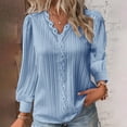 thumbnail image 2 of Womens Tops Lace Patchwork V Neck Long Sleeve Blouses Loose Casual T Shirts Polyester-Cotton Blend Soft Stretchy Elegant Cute Style 5Xl Sweaters For Women, 2 of 4